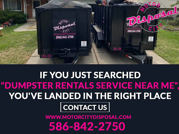 rubber tire dumpster rental Fraser MI Motor City Disposal