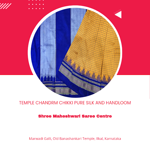 Elevate your style with pure silk Temple Chandrm Chikki sarees from Shree Maheshwari Saree Centre… post image