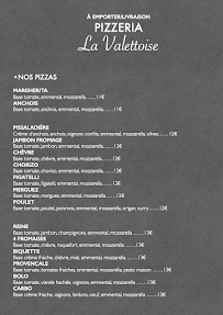 Menu Pizzeria La Valettoise Page 1