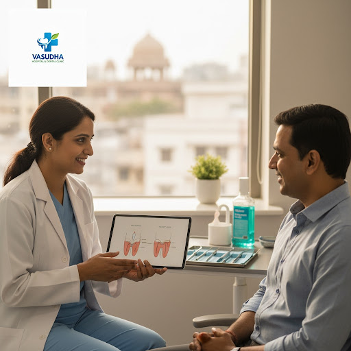 Bleeding gums, bad breath or loose teeth can be early warning signs of gum disease. At Vasudha Ho… post image