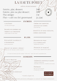 Menu Restaurant Au P’tit Bois Page 1