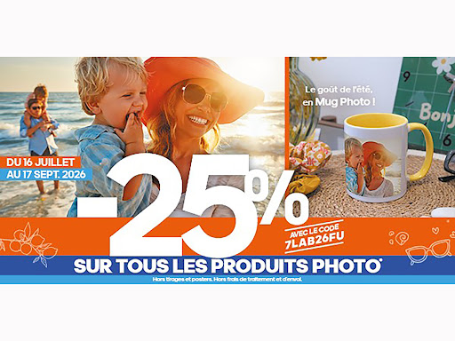 L’été est là, avec son lot de souvenirs précieux :  
balades ensoleillées, éclats de rire, instants volés... 
 
Ces moments qui méritent bien  
plus qu’un simple passage sur votre écran.  
Et si vous leur donniez vie dans un bel album, un tirage à encadrer ou une déco qui illumine votre intérieur ? 
 
Albums Photo, Tirages Haute Qualité, Posters & Déco Murale…  
Tout pour garder l’été à portée de main, jour après jour. 😎☀️ 
 
Profitez dès maintenant de notre offre spéciale estivale et créez vos souvenirs à votre image !