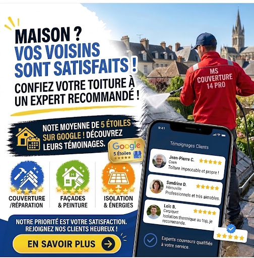 Besoin d’un couvreur de confiance à Caen ? MS Couverture… (10/06/2026)