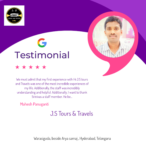 Mahesh, a delighted customer, gives J.S Tours & Travels in Hyderabad a 5-star rating! He loved th… post image