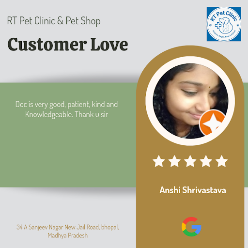 Anshi from Bhopal raves about her exceptional experience at RT Pet Clinic & Pet Shop, praising th… post image