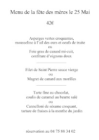 Menu Logis Hôtel le Chêne Vert Page 1