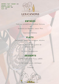 Menu La Table des Canons Page 1