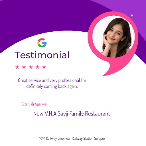 Gitanjali Agarwal's delightful experience at New V.N.A.Savji Family Restaurant in Solapur! She ra… post image