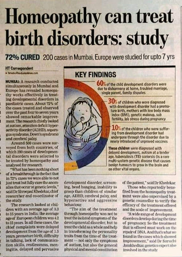 Recent researches reveal that homeopathy can cure birth disorders: the causes as well as the symp…