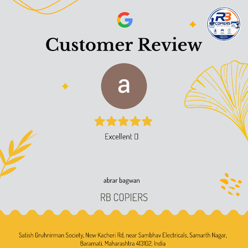 Abrar Bagwan, a satisfied customer from Baramati, recommends RB COPIERS as the go-to custom rubbe…