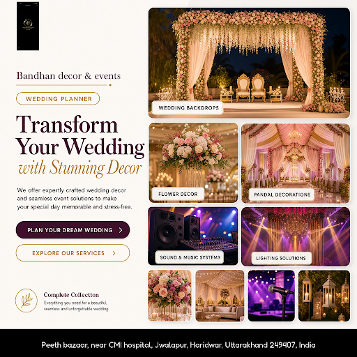 Bandhan Decor & Events offers elegant wedding decor in Haridwar, including flower arrangements, b… post image