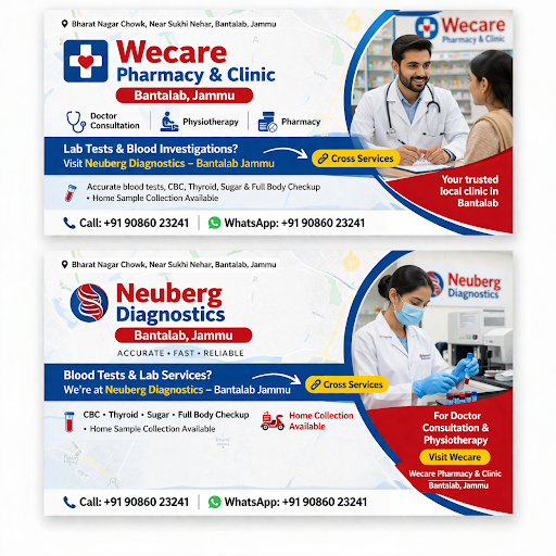 Doctor consultation available at Wecare Pharmacy & Clinic Bantalab Jammu. Blood tests available n… post image