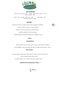 Menu Le Petit Lac Page 1
