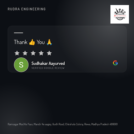 Sudhakar Aayurved, a satisfied customer, raves about the exceptional service at Rudra Engineering… post image