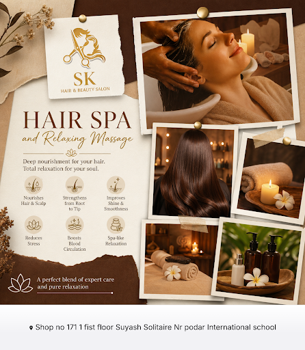 Experience ultimate relaxation with our Hair Spa and Relaxing Massage at SK Hair & Beauty Salon,… post image