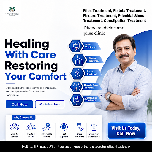 Expert care for piles, fistula, fissure, pilonidal sinus, and constipation at Divine Medicine and…