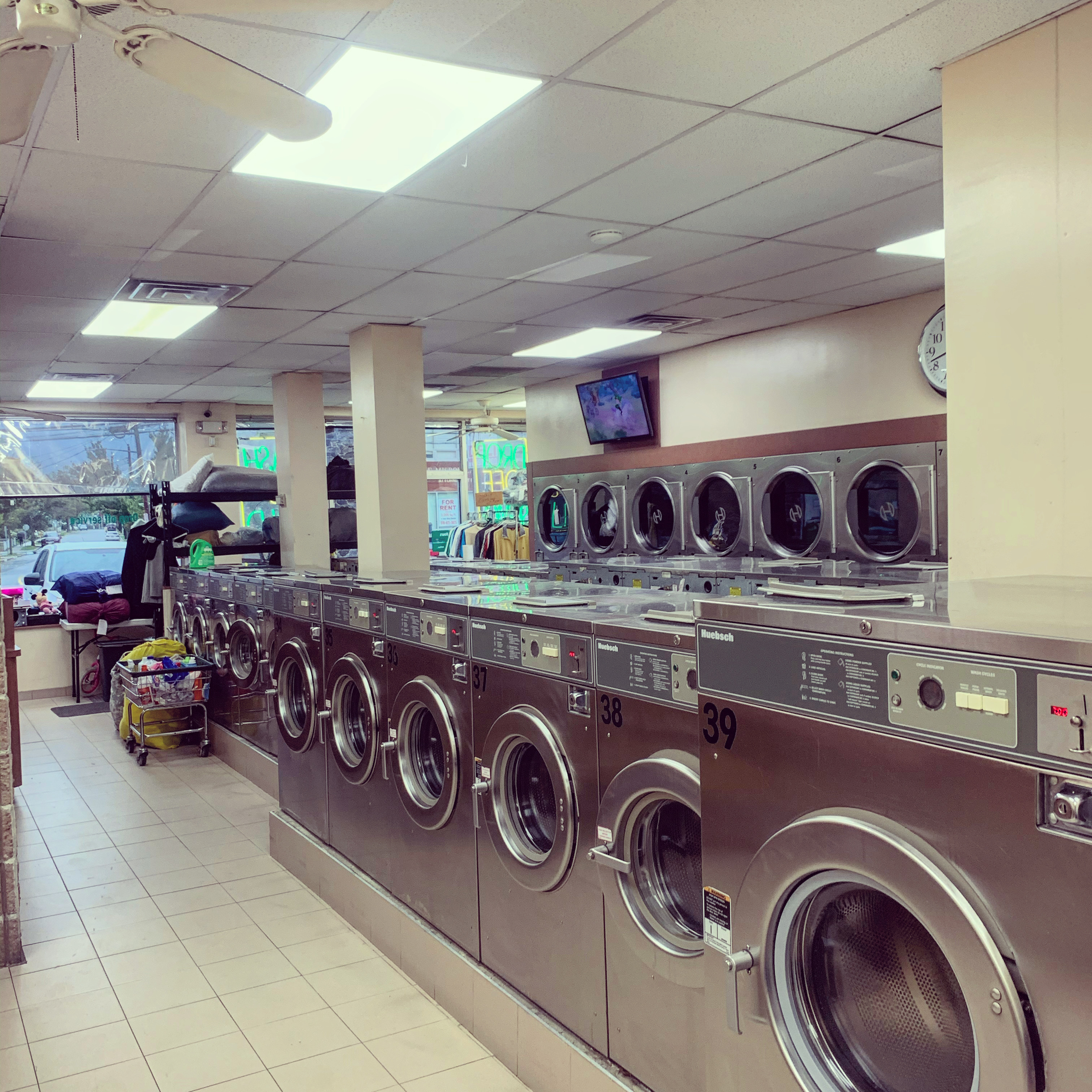 Self-service laundry at Central Laundromat, Valley Stream, NY