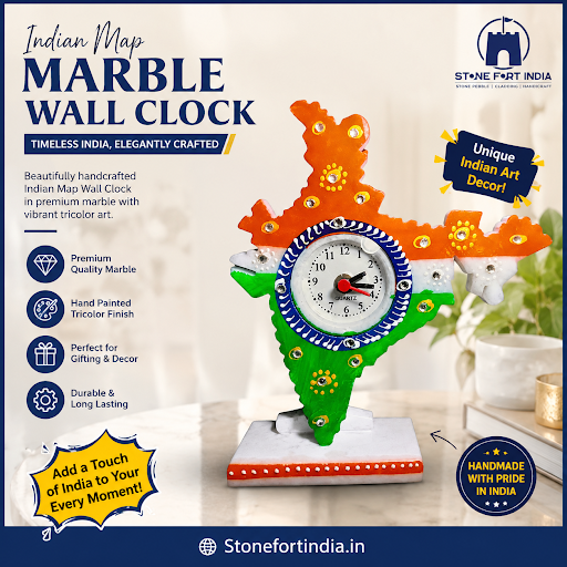 🇮🇳 Indian Map Marble Wall Clock ⏰ post image
