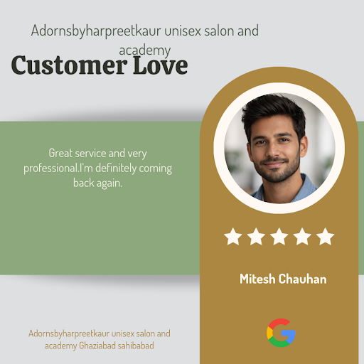 Mitesh Chauhan's glowing review! He loved the exceptional beauty services at Adornsbyharpreetkaur… post image