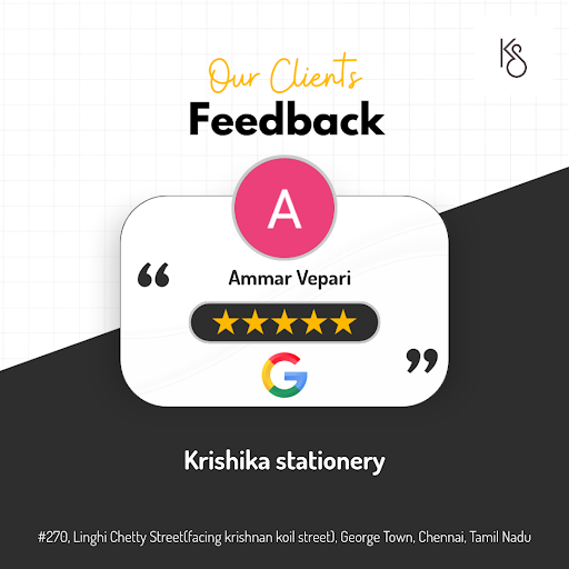 Ammar from Chennai raves about Krishika Stationery's exceptional office supply wholesaling servic… post image