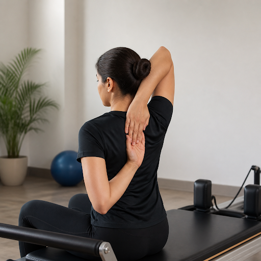 Stiff, painful shoulders making daily tasks difficult? At Change Mee Pilates Rehab in Hari Om Nag… post image