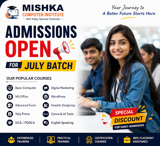 🎓 Admissions Open for July Batch at Mishka Computer Institute, Indore! post image
