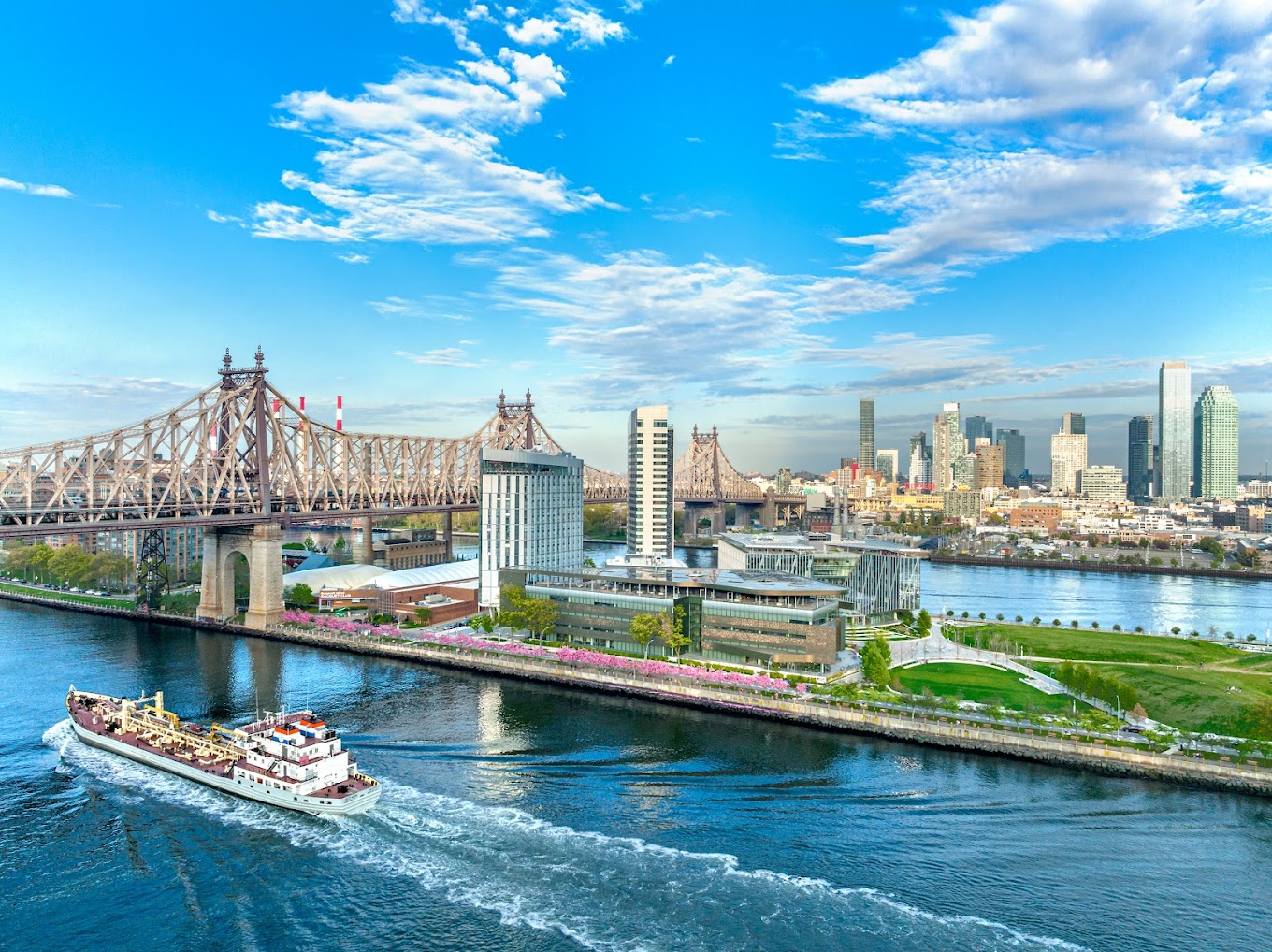 View of Cornell Tech on Roosevelt Island, Manhattan, USA