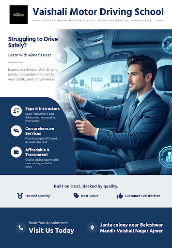Vaishali Motor Driving School offers comprehensive driving lessons to help you become a confident… post image