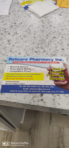 Relicare Pharmacy Inc. Sugar Land Texas