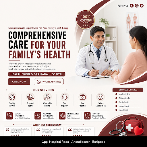 Visit HEALTH WORLD BARIPADA for expert cardiology services. Our experienced cardiologists provide…