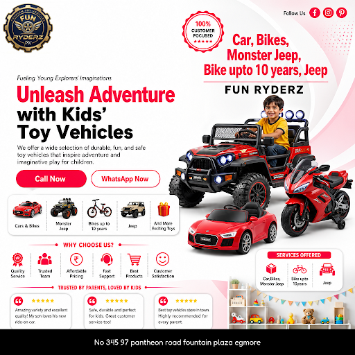 Explore FUN RYDERZ, your trusted wholesaler Chennai kid's car shop, featuring a popular Monster J…