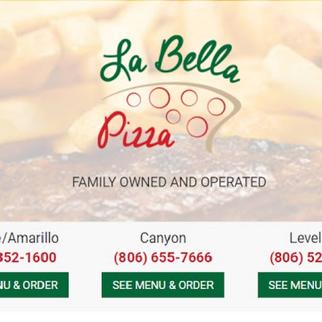 La Bella Pizza Hillside Pizza More Restaurant In Amarillo