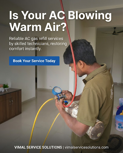 ❄️ AC Gas कब भरवाएं? Vimal Service Solutions, अहमदाबाद ❄️ क्या आपका AC अब पहले जैसी ठंडक नहीं दे…