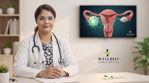 "Ovarian Cyst  ka dard? Wellbeo Homoeopathy (Best Homoeopathic Clinic in Narmadapuram) mein payei… post image
