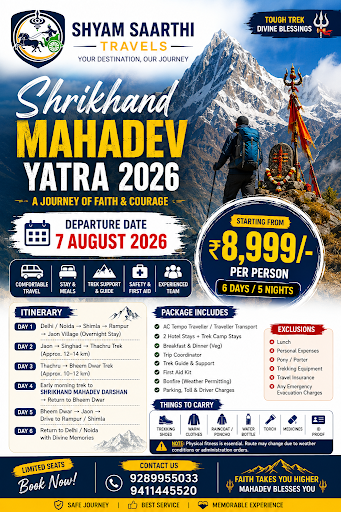 Book the Shrikhand Mahadev Yatra Package with Shyam Saarthi Travels and embark on one of India's… post image
