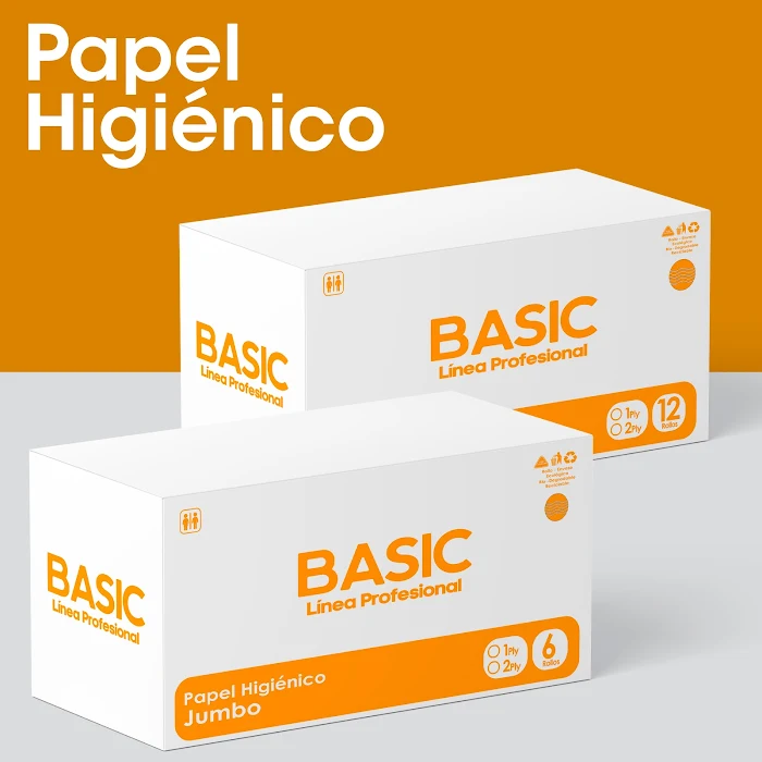 Línea profesional de papel higiénico para alto tráfico.