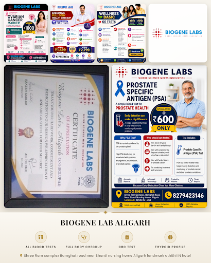 BIOGENE LAB ALIGARH offers comprehensive diagnostic services including all blood tests, full body… post image