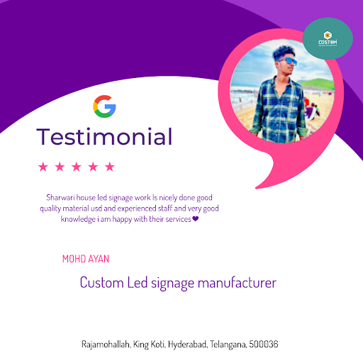 "MOHD AYAN's exceptional experience with Custom Led Signage Manufacturer in Hyderabad! He loved o… post image