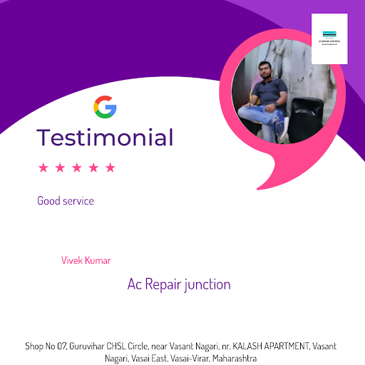 Vivek, a satisfied customer, gives Ac Repair Junction in Vasai-Virar a 5-star rating for exceptio… post image