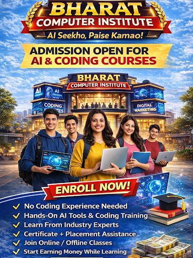 🚀 AI Seekho, Future Banao – Bharat Computer Institute ke saath Career ko Fast Forward karo! post image
