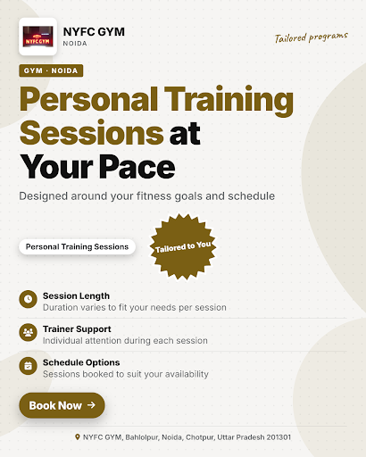 Personal Training Sessions at NYFC GYM in Noida tailored to your fitness goals and schedule. Enjo… post image