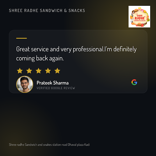 Prateek Sharma raves about the exceptional service at Shree Radhe Sandwich & Snacks in Mahesana!… post image