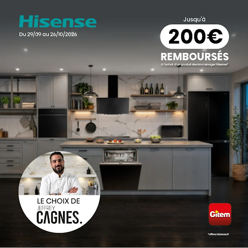 Et si vous équipiez votre cuisine comme un chef ? 👨‍🍳

Avec Hisense, profitez jusqu’à 200 € remboursés sur une sélection de produits électroménagers. Réfrigérateur, lave-vaisselle, four... c’est le moment de repenser votre cuisine et de vous équiper à prix doux. 

📅 Offre valable jusqu’au 26 octobre 2026.

Rendez-vous dans votre magasin Gitem ou sur notre site internet pour profiter de l’offre.

#Gitem #Hisense #Électroménager #cuisine #BonPlan #OffreDeRemboursement #maison