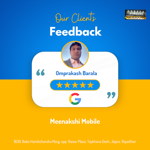 Omprakash, a satisfied customer from Jaipur, gives a 5-star review for Meenakshi Mobile, the best… post image