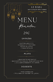 Menu Le Baba - Restaurant - Grillades - Steak house - Boucherie Page 1