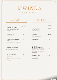 Menu Mwinda restaurant-traiteur Page 8