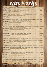 Menu La Cabane - Pizzas / Snack Page 1