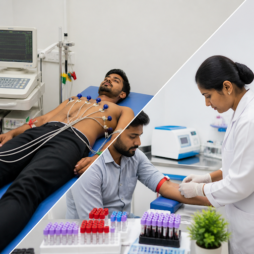 ✔️ Fast and precise ECG testing with expert reporting for heart health monitoring and emergency f…