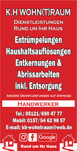  ️ K.H Wohn(t)raum Entrümpelung Haushaltsauflösung Entkernung Abriss Bodenleger Trockenbau Handwerker  ️
