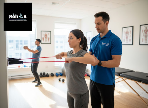 Stiff or painful shoulders making daily tasks difficult? At RehAAB Physiotherapy And Wellness Cen… post image